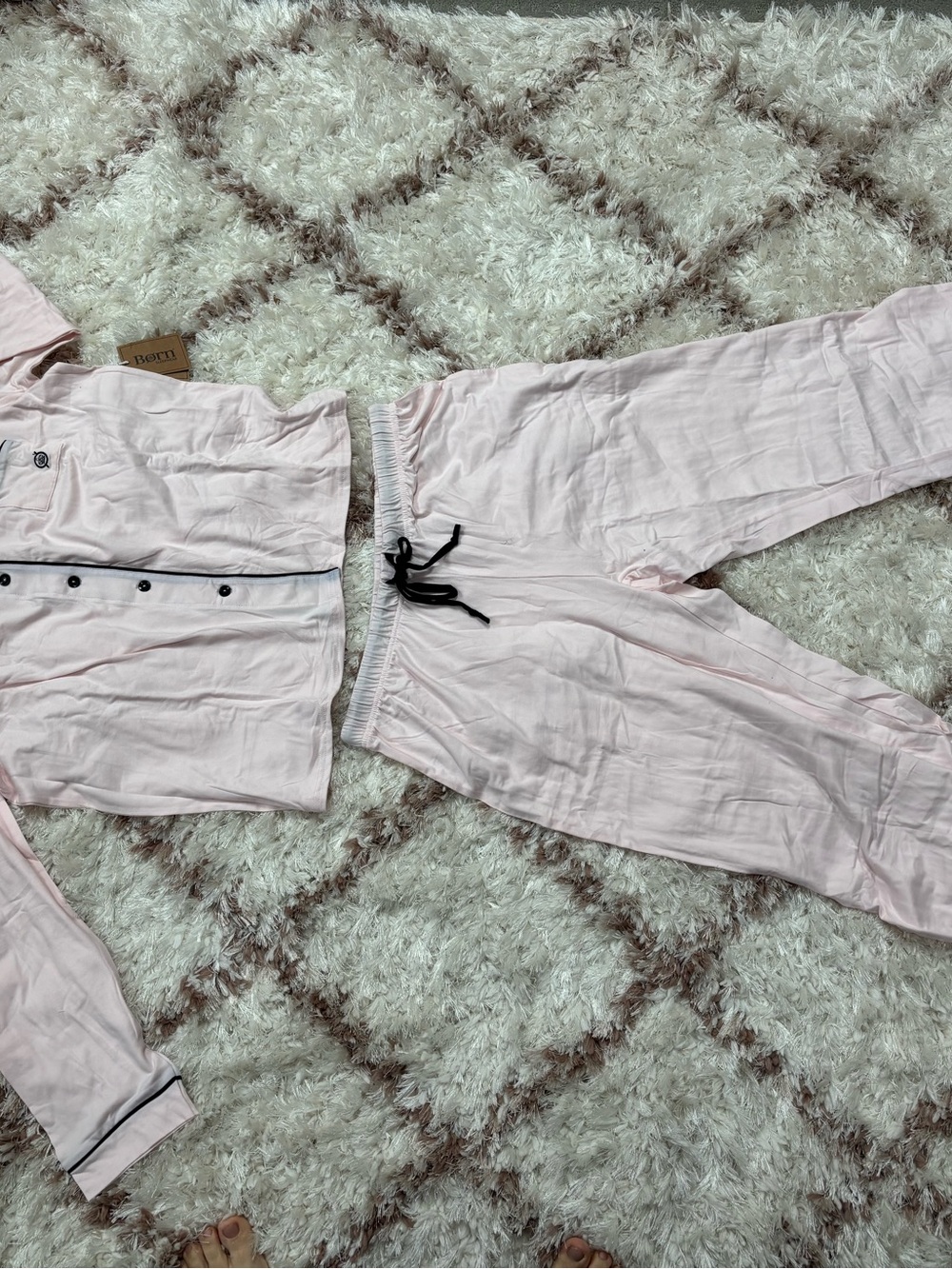 Born Pale Pink Drawstring Track Pants with Black Accent